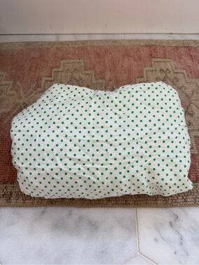 Green Polka Dot Cotton Fitted Sheet - Brand Unspecified